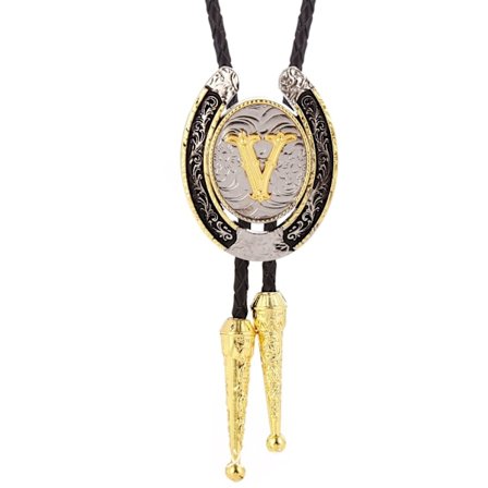 Vintage Bolo Tie för män - Initial Letter ABCDMJR till Z Wester