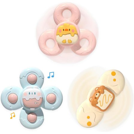 3 st Spinner Baby Badleksaker Stark Sugkopps för Fönster Matstolar 18 Månader