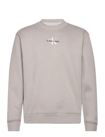 Monologo Crew Neck Sweat-shirt Genser Grå Calvin Klein Jeans*Betinget Tilbud