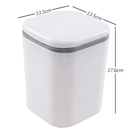 2 liters mini skrivebordspapirkurv, små skrivebordspapirkurve i plast, hvid