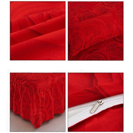 Justerbart elastisk sengekappe rød 200CM x 180CM volangkant sklisikker 1-pakning