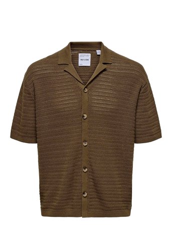 ONLY & SONS | Onsthiago Ovz 7 Ss Resort Crochet Shirt | M