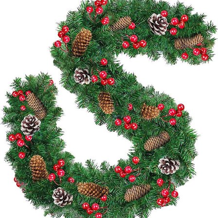 Julekrans med 50 farvede lys 9ft kunstig julekrans kunstig