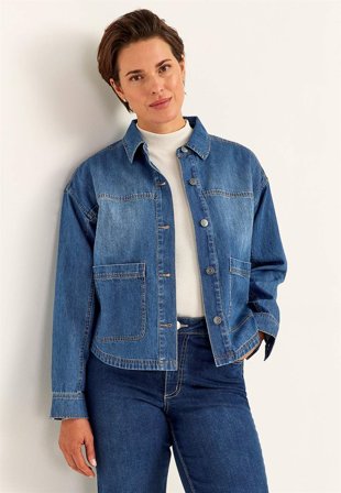 Cellbes of Sweden - Jeansjacka utan stretch - mellanblå denim - för damer - 38/40