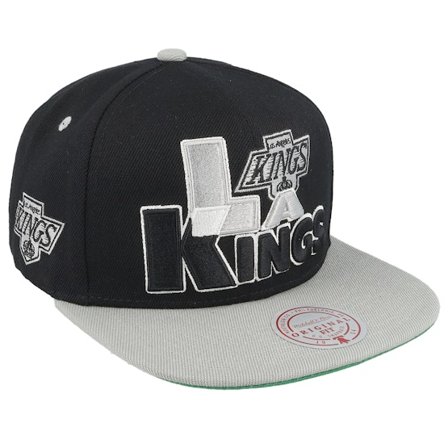 Mitchell & Ness - NHL Black snapback Czapka Z Daszkiem - Los Angeles Kings Text Stack 1 Vintage Black/Grey Snapback @ Hatstore