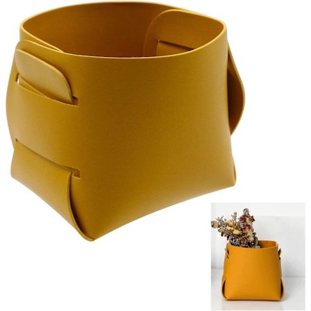 Nyckel Läder Förvaringsbox Ficka Tom Organizer Läderbricka gul