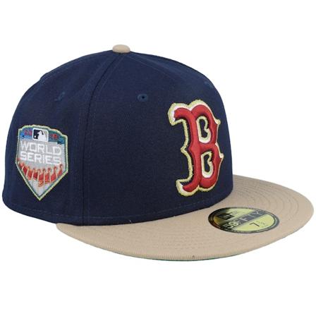 New Era - MLB Blå fitted Caps - Boston Red Sox Chime Pack 59FIFTY 18 World Series Navy/Camel Fitted @ Hatstore