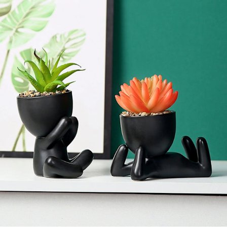 Set med 2 konstgjorda suckulenter, falska växter för skrivbord, badrum, tillbehör för hemrum