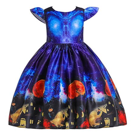 Halloween Pige Kjole Heks Cosplay Kostumer Prinsesse Kjole Orange Rød 120cm