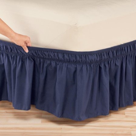 Samling Wrap Around Style Enkel Passform Elastisk Seng Ruffles Sengskjørt Queen-King Solid Navy Blue Ny Navy 120cm * 200cm + 38cm