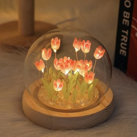 DIY tulipan nattlys LED håndlaget dekorasjon simulering blomst soverom bordlampe atmosfærisk dekorasjon glass kunstig bursdagsgave