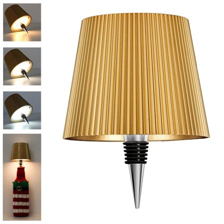 (Oro)Beaeet LED-flasklampa Guld, USB-C uppladdningsbar, trådlös, IP54, 3 dimbara toner, för bordsglasflaskor, bal