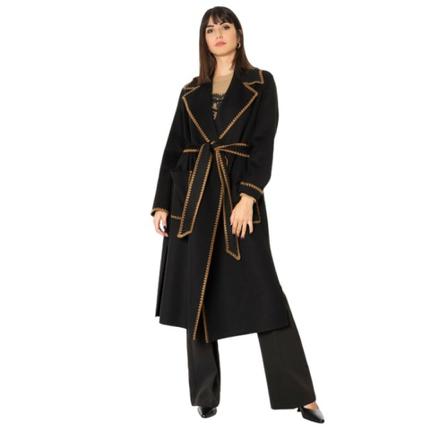 Ermanno Scervino Belted Coats Sort, Dame Uldfrakker