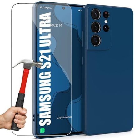 Coque - BOOLING - för Samsung S21 Ultra - Mjuk - 2 Tempererade Glas - Repbeständig - med 2 Tempererade Glas