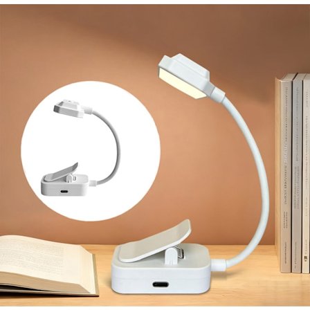 Kirjavalaisin, ladattava clip-on lukuvalo, säädettävä kirkkaus, kirjavalaisin 3 valovärillä
