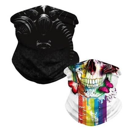 2-Pak Skull Bandana - Stilfulde Multifunktionelle - Sort / hvid