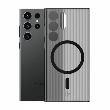 Samsung Galaxy S24 Ultra Mobilskal Korrugerad med Magnet Rvelon - Grå