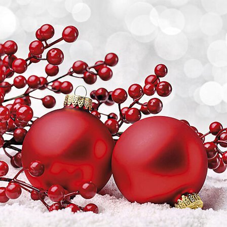 Servietter 33x33cm Red Baubles