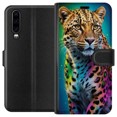 Kompatibelt Lommeboketui til Huawei P30 Leopard