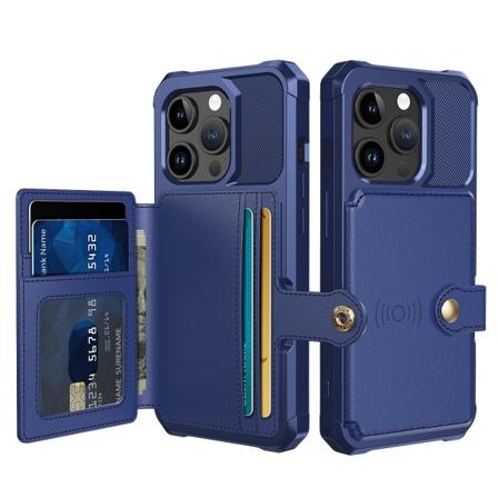 Elegantti lompakkokotelo ylellisest PU-nahasta iPhone 15 Prolle Marine blue