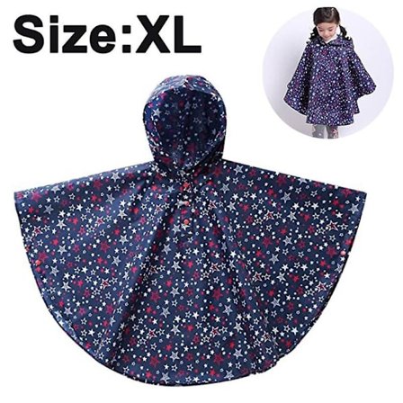 Letvægts Regnponcho Jakke til Børn Vandtæt Overtøj Regnfrakke Blå
