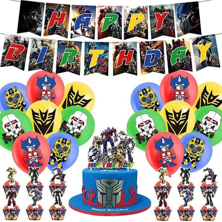 Transformers Tema Bursdagsfest Dekorasjoner Utstyr Kits Banner Ballonger Kake Toppers Sett-Perfekt