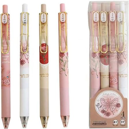 4 stk Black Cat Gel Pen Tegneserie Dyr Gel Pen Cat Model Penner