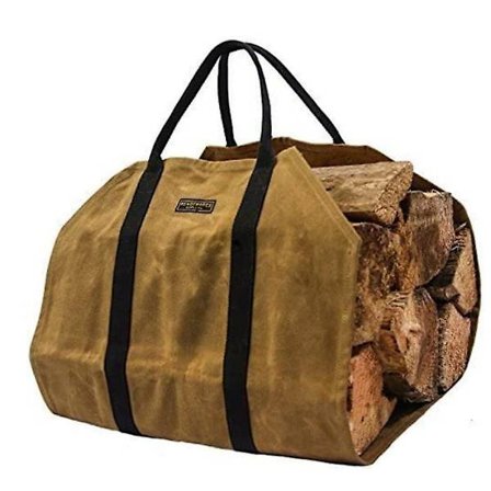 Slitstark Vattentät Vaxad Canvas Vedkorg för Ved - Vedkorg