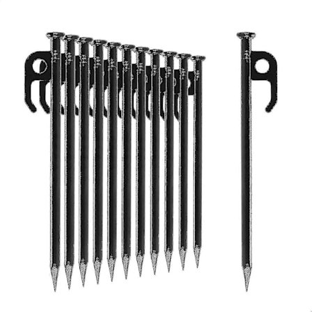 12x Teltpløkker Kraftige Lavet Af Stål - Lange Og Robuste Pløkker Til Camping Og Udendørs Brug Ideel Til Normalt Og Hårdt Underlag, 20cm (12 stk)