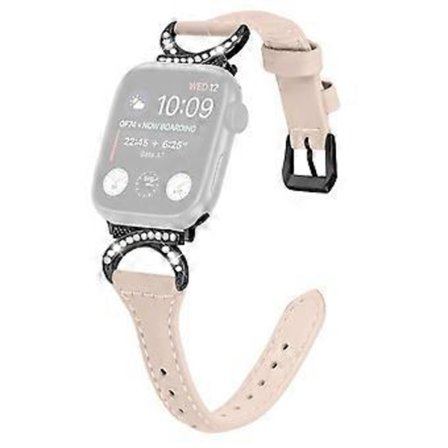 Äkta Läderarmband Kompatibelt för Apple Watch 9 / 8 / 7 41mm / 6 / 5 / 4 / SE (2022) / SE (2023) / SE 40mm / 3 / 2 (Aprikos)