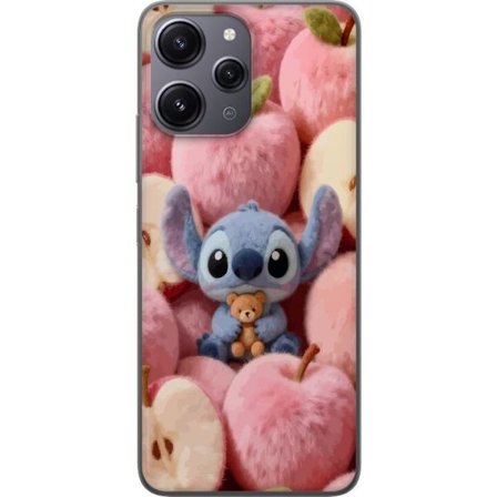 Kompatibelt Mobildeksel til Xiaomi Redmi 12 Stitch blant rosa fluffy epler med teddy og søt kawaii-estetikk