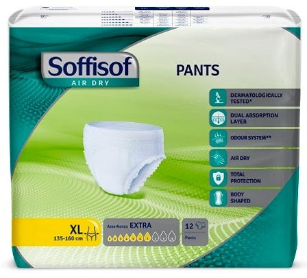 Soffisof Air Dry Pants Extra Taglia XL 12 Pezzi