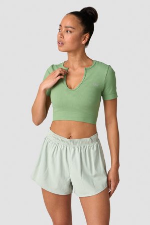 ICANIWILL - Ribbed Define Seamless Cropped T-shirt Light Green- Træningstrøje - Damer - Træningstøj fra ICIW