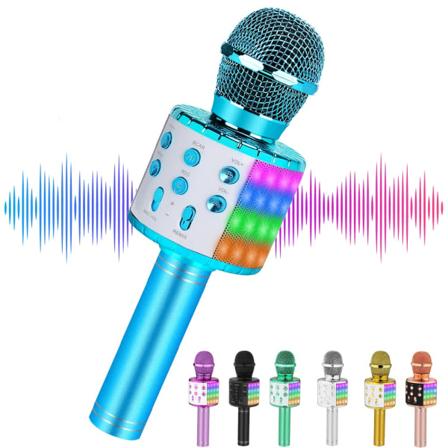 Niskite trådløs karaokemikrofon til børn, gaver til 6 7 8 9-årige piger, pigelegetøj i alderen 4-12 år, fødselsdagsgaver til 5 6-årige børn Gold