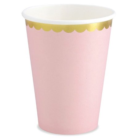 Lyxig Pappersmugg Ljusrosa 6-pack - Baby Shower Dekoration - Kalaslagret.se