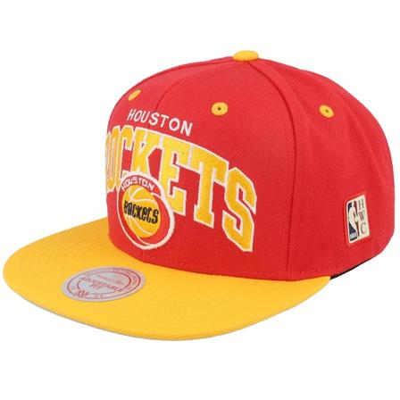 Mitchell & Ness - NBA Rot snapback Cap - Houston Rockets Team Arch Red/Yellow Snapback @ Hatstore