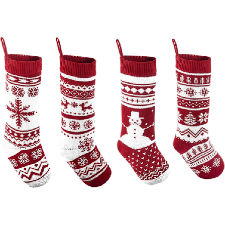 Christmas Stockings Large Size Rustic Cable Knit Xmas Stocking 18 Inches Classic Decorations Gift Set Of 4
