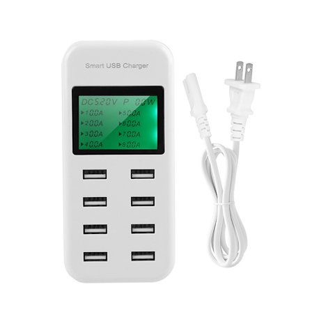 5V/8A Output Smart 8-port USB-oplader Samtidig 8-port opladning Smart USB-hub med LED