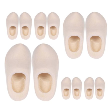 Dekorative Mini Sko Miniatyr Tresko for DIY 6 Par Håndskåret[D]