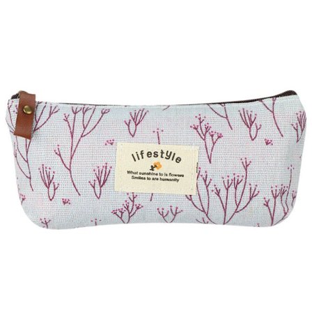 Blomstret Penalhus Lærred BLÅ