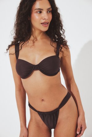 NA-KD - Drapert bikinitruse med vide stropper - Bikinier - Brun - S