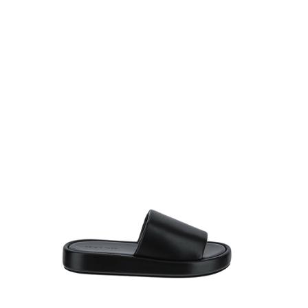 Sergio Rossi Leather Slides svart, Dam Flip-flops, Dam, Storlek: 38 EU