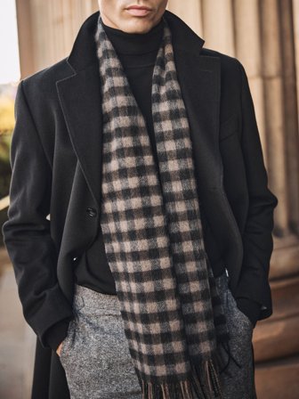 John Henric Men's Braun-Grauer Winterschal Size Onesize