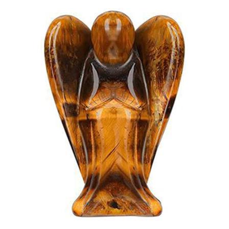 Krystallengel Dekor Tigerøye Healing Polert Naturlig Stein Skulptur Statue Håndlaget Søte Figurer