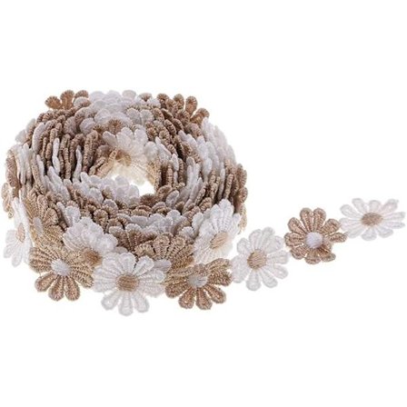 15 jaardia/pussi kangasnauha pitsi päivänkakkara kukka kirjonta pitsinauha