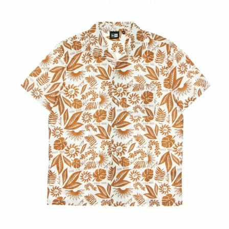 New Era, Short sleeve shirt in floral all over print velot shirt Pomarańczowy, Mężczyzna, Rozmiar: L