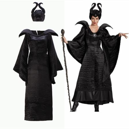 Halloween kostume Maleficent sort heks kostume voksen kappe djævel kostume cosplay kostume XL