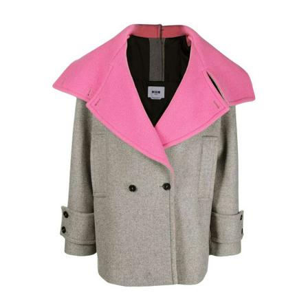 Msgm, Double-Breasted Coats Grijs, Dames, Maat:S