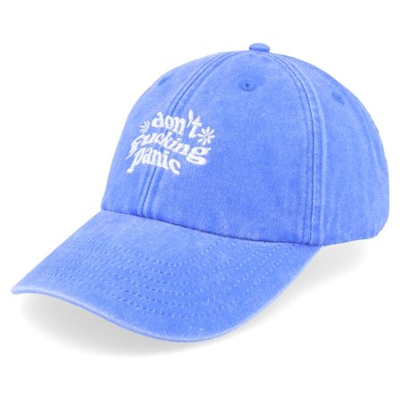Iconic - Blå unconstructed Keps - Don’t Fucking Panic Washed Cornflower Dad Cap @ Hatstore