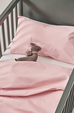 Jotex - Percale Mini Komplet Pościeli Ekologicznej Do Łóżeczka Niemowlęcego Pudrowy róż - ZACK - Kup Pościel i poszewki na poduszki dla dzieci firmy 